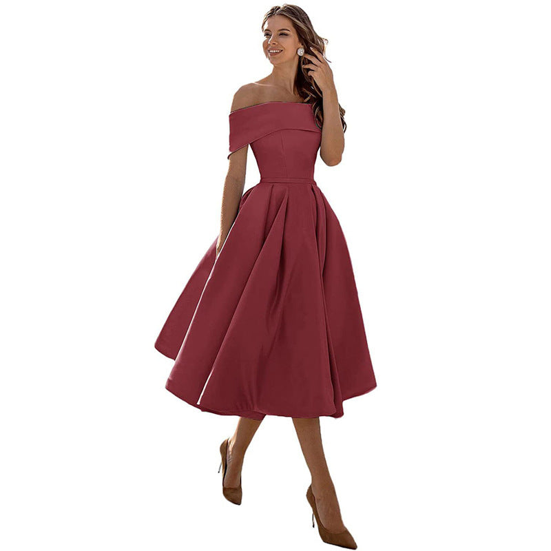 Frendorf | Mode Lässig Trägerlos Satin Partykleid