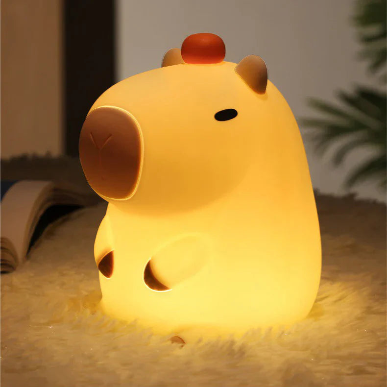 Capybara mit Schildkröte LED Quetsch Nachttischlampe für Geschenk USB wiederaufladbare Capybara Lampe