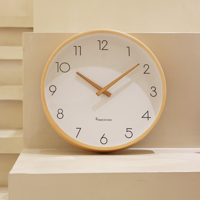 Nordic Minimalist Holz Stille Wanduhr