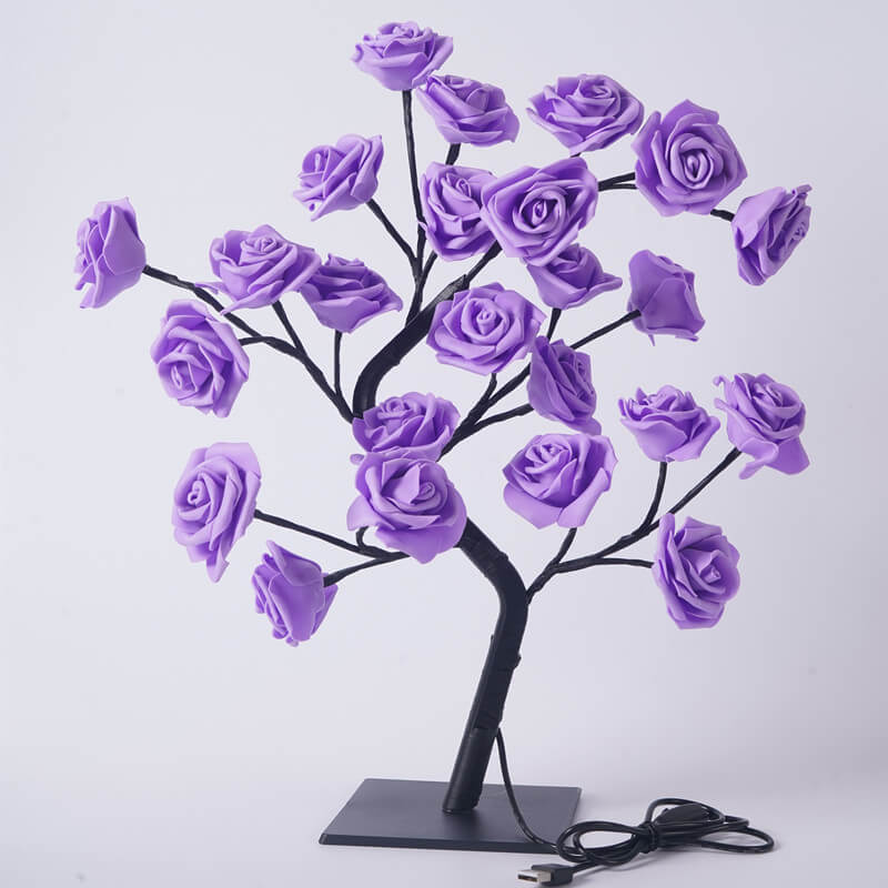 Frendorf | RoseTree USB Tischlampe | LED Rosenbaum mit 24 Lichtern | Warmweiß | Dekorative Stimmungsbeleuchtung