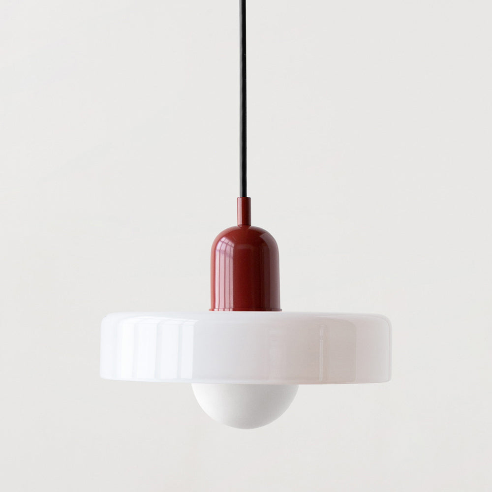Frendorf |  Pendelleuchte aus farbigem Glas | Elegante Hängeleuchte im Bauhaus-Stil | Designlampe für Wohnzimmer & Esszimmer