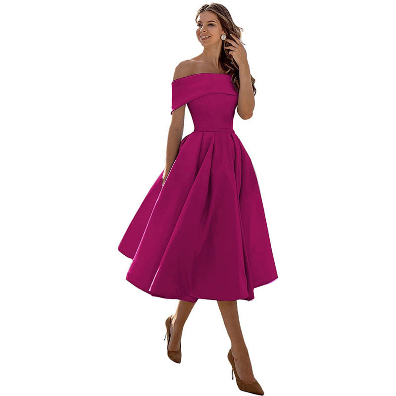 Frendorf | Mode Lässig Trägerlos Satin Partykleid