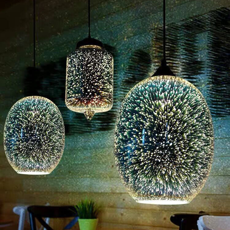 Frendorf | CelestaFlare Kreative 3D-Feuerwerk-Pendelleuchte | Glasdesign | Modernes Stimmungslicht | Dekorative Hängelampe für Zuhause