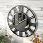 Metall Vintage Große Größe Wanduhr mit Spiegel 39cm