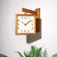 Wand-Eck-Zweiseitige Holz-Analoguhr