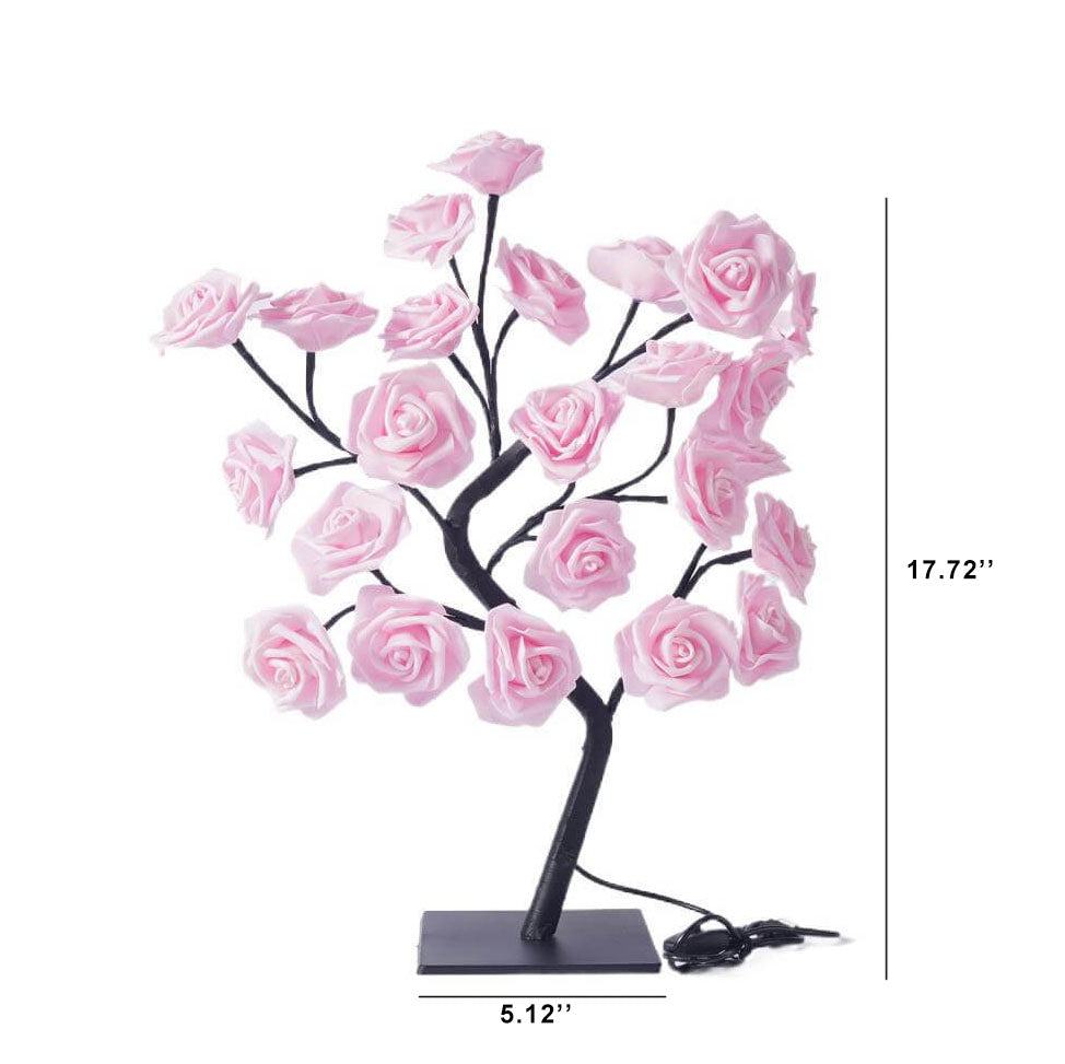 Frendorf | RoseTree USB Tischlampe | LED Rosenbaum mit 24 Lichtern | Warmweiß | Dekorative Stimmungsbeleuchtung