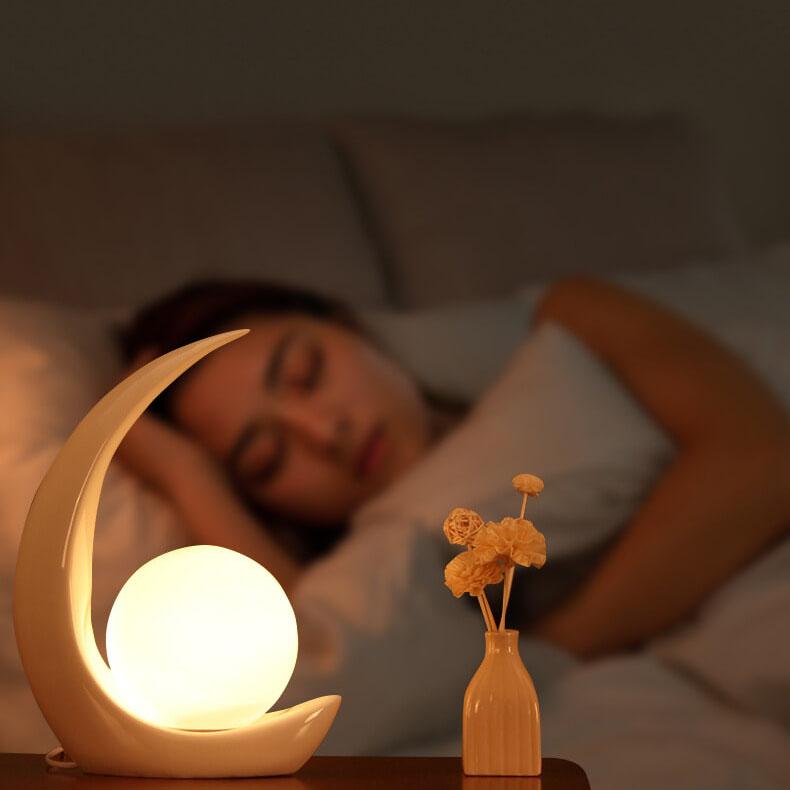 Frendorf | Lunovia LED Tischlampe mit Halbmond-Design | Kreatives Dekolicht | Dimmbar & Vielseitig