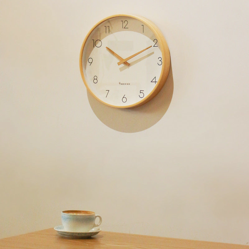 Nordic Minimalist Holz Stille Wanduhr