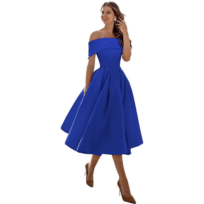 Frendorf | Mode Lässig Trägerlos Satin Partykleid
