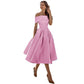 Frendorf | Mode Lässig Trägerlos Satin Partykleid