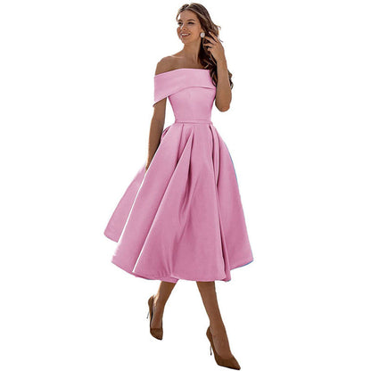 Frendorf | Mode Lässig Trägerlos Satin Partykleid