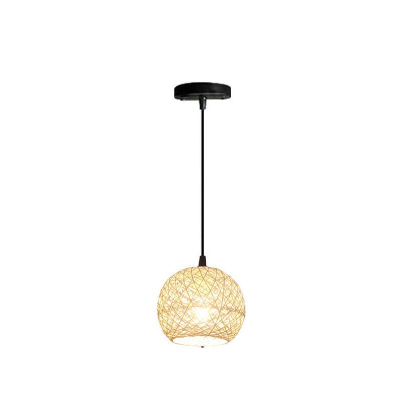 Frendorf | GlobeRattan – Beige Geflochtene Rattan Pendelleuchte | 1/3 Lichter | Elegantes Design