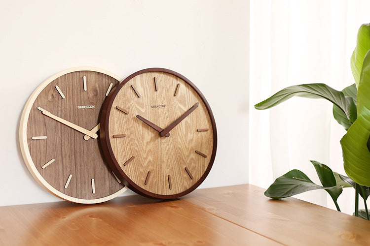 Minimalistische Stille Holz-Wanduhr 12 Zoll