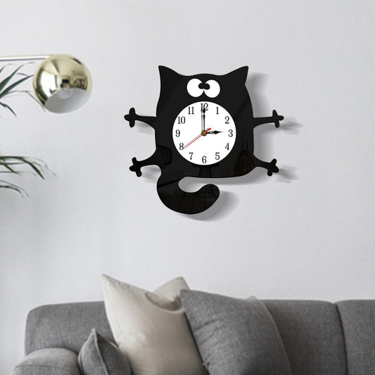 Geräuschloser Katzen-Wanddekoration Uhr für Kinderzimmer