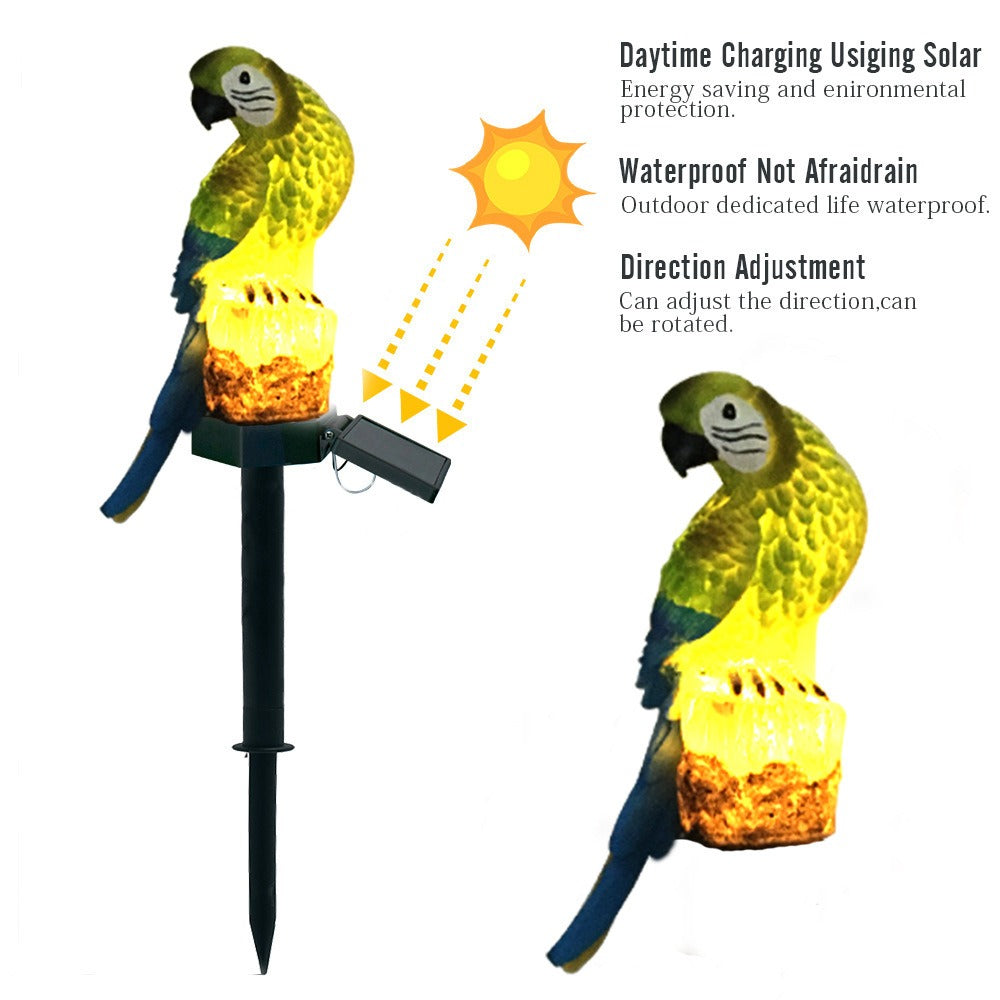 Frendorf | Garten-Eule-Papagei-Statue LED Solarlicht Außen wasserdicht Rasenlampe