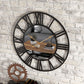 Metall Vintage Große Größe Wanduhr mit Spiegel 39cm