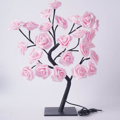 Frendorf | RoseTree USB Tischlampe | LED Rosenbaum mit 24 Lichtern | Warmweiß | Dekorative Stimmungsbeleuchtung