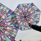 Frendorf | Transparenter Regenschirm mit Glas-in-Stock-Rahmenmuster