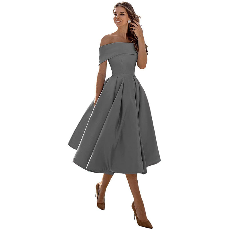 Frendorf | Mode Lässig Trägerlos Satin Partykleid