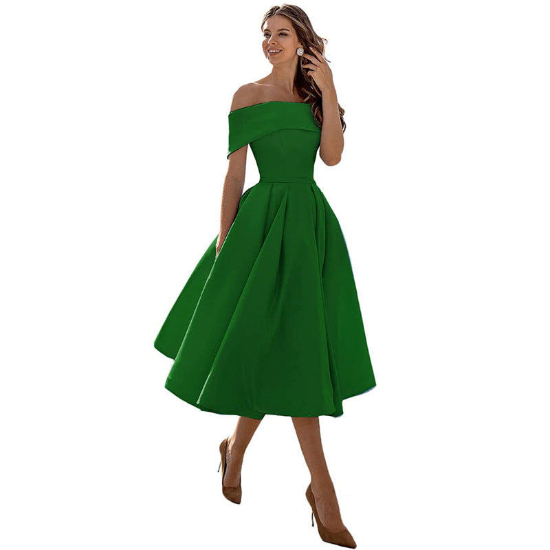 Frendorf | Mode Lässig Trägerlos Satin Partykleid