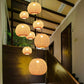 Frendorf | BambooAura Bambus Pendelleuchte | Runder Ball | Japanischer Stil | 1-flammig | Beige | Handgewebt
