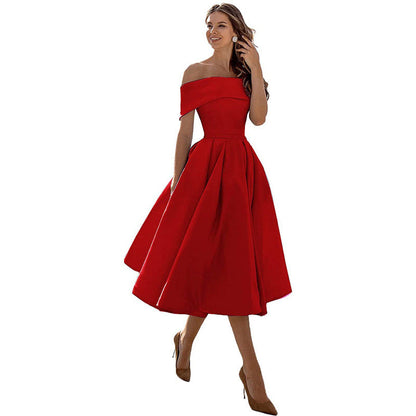 Frendorf | Mode Lässig Trägerlos Satin Partykleid