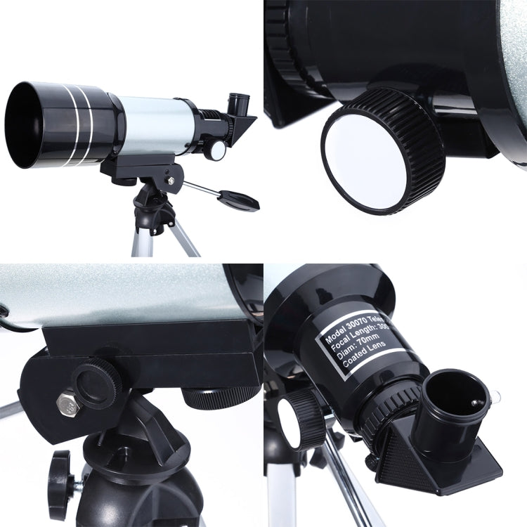 Frendorf | F30070M Tragbares Professionelles Hochauflösendes High Times Espace Astronomisches Teleskop Schussoptik mit Stativ (Silber)