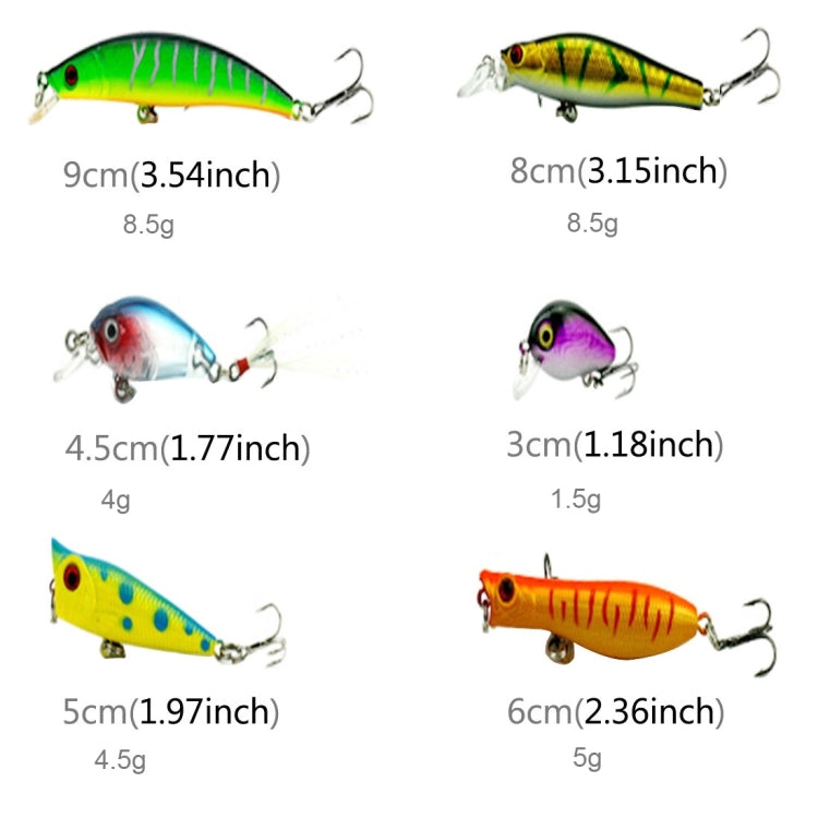 Frendorf | HENGJIA HENG JIA-SETL30 30 PCS Minnow Angelrute Set 6 Modelle Angeln Ausrüstung Kunststoff Hartköder