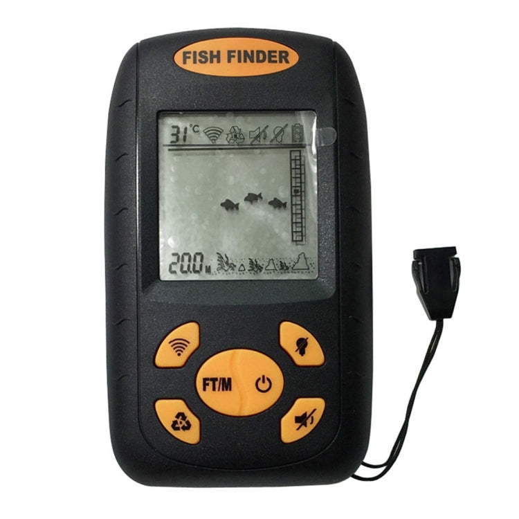 Frendorf | Tragbarer Ultrasonic Fischfinder, Wassertiefe & Temperatur Fischfinder mit kabelgebundenem Sonarsensor und LCD-Display