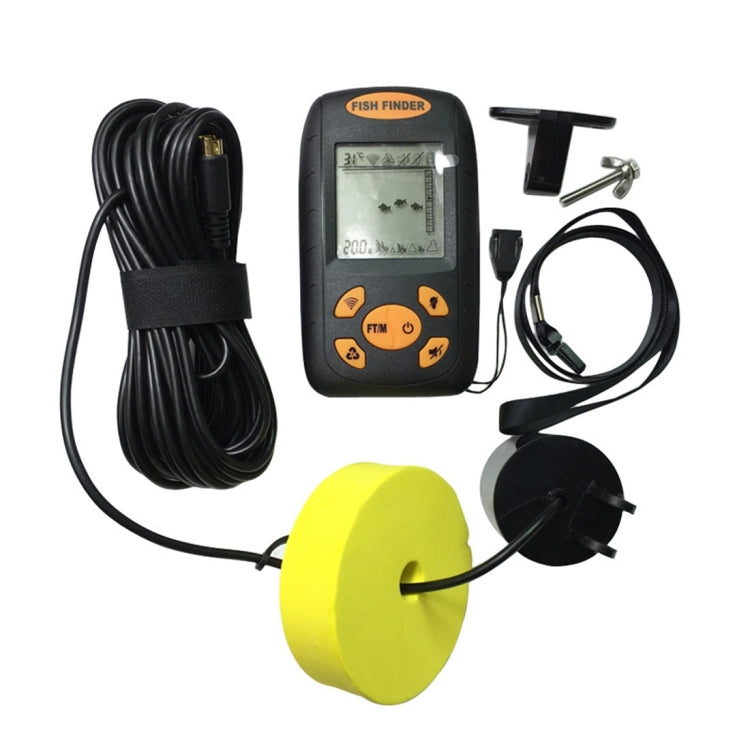 Frendorf | Tragbarer Ultrasonic Fischfinder, Wassertiefe & Temperatur Fischfinder mit kabelgebundenem Sonarsensor und LCD-Display