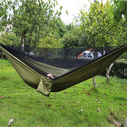 Frendorf | Tragbare Outdoor-Hängematte mit Moskitonetzen (Armeegrün)