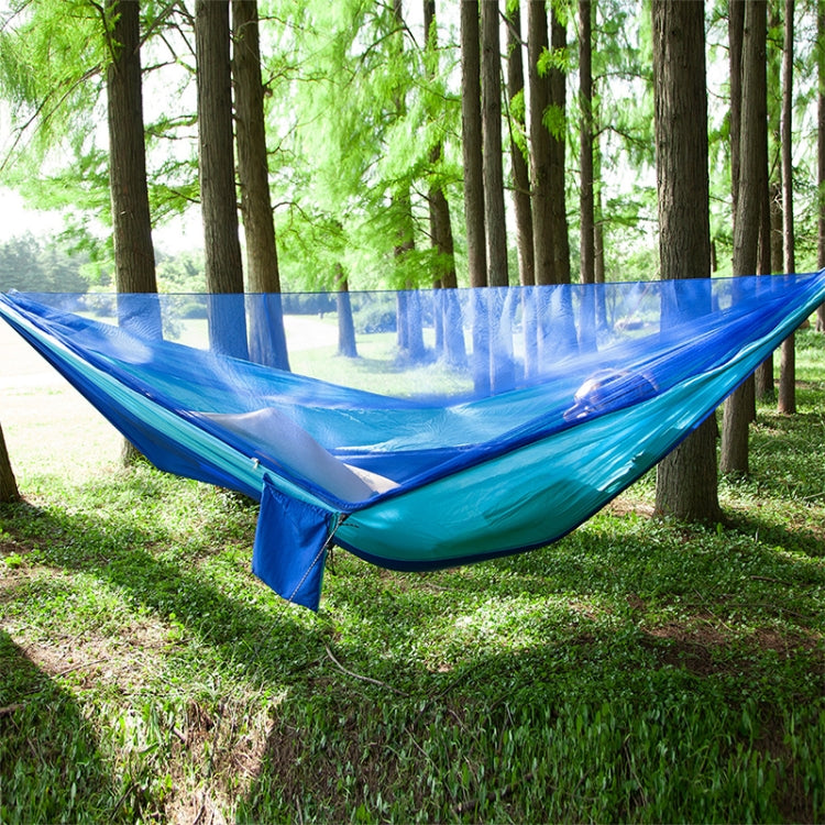 Frendorf | Tragbare Outdoor-Paraglider-Hängematte mit Moskitonetzen (Dunkelblau + Babyblau)