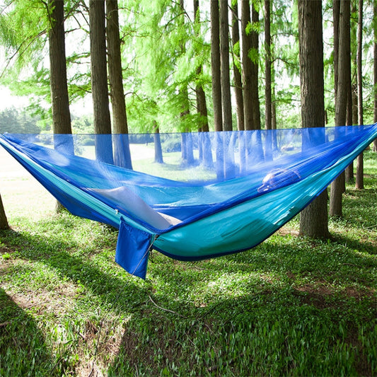 Frendorf | Tragbare Outdoor-Paraglider-Hängematte mit Moskitonetzen (Dunkelblau + Babyblau)