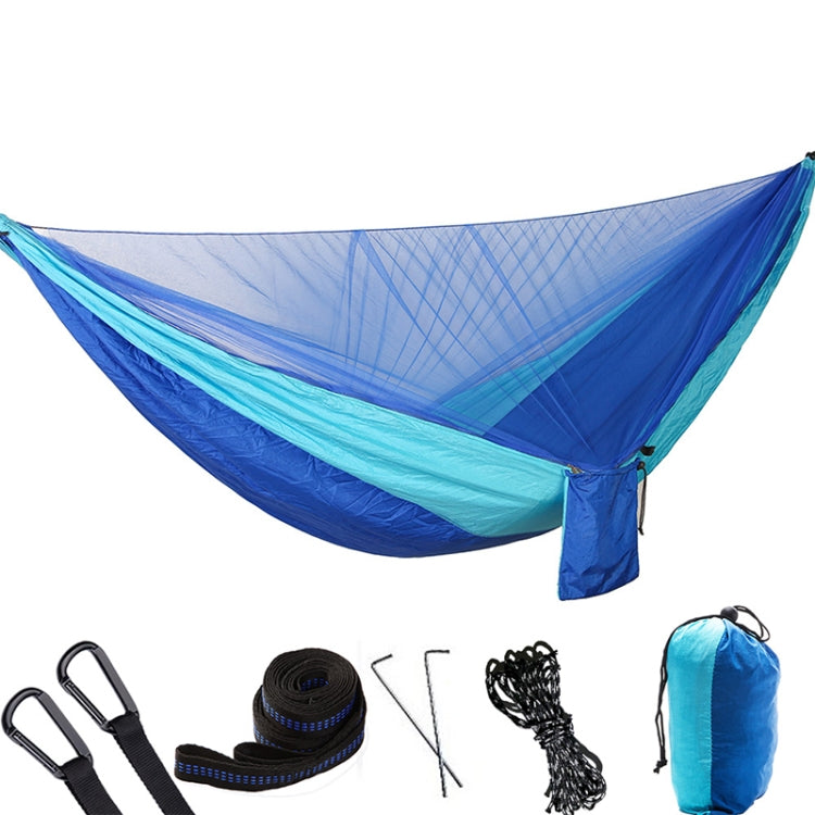 Frendorf | Tragbare Outdoor-Paraglider-Hängematte mit Moskitonetzen (Dunkelblau + Babyblau)