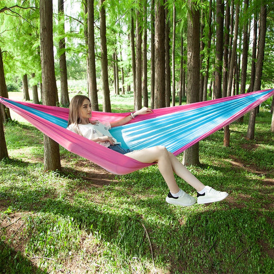 Frendorf | Tragbare Outdoor-Paraglider-Hängematte mit Moskitonetzen (Pink Blau)