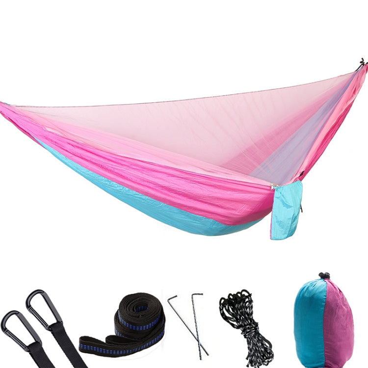 Frendorf | Tragbare Outdoor-Paraglider-Hängematte mit Moskitonetzen (Pink Blau)