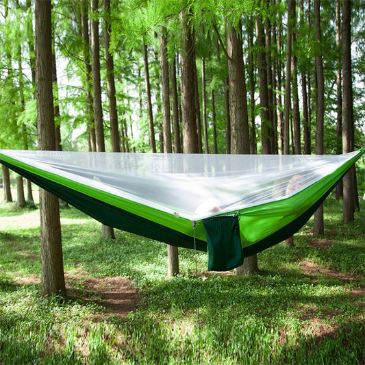 Frendorf | Tragbare Outdoor Fallschirm-Hängematte mit Moskitonetzen (Grün)