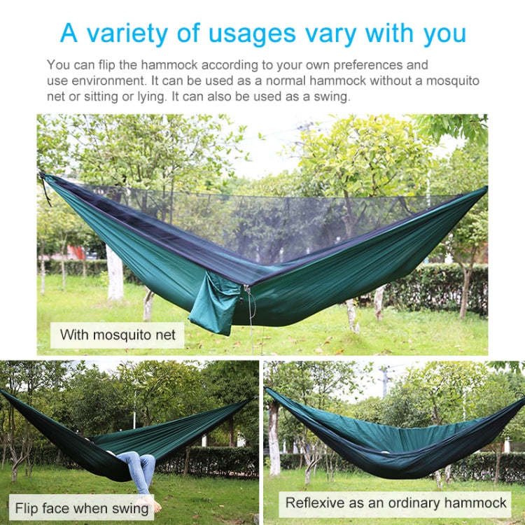 Frendorf | Tragbare Outdoor Fallschirm-Hängematte mit Moskitonetzen (Grün)