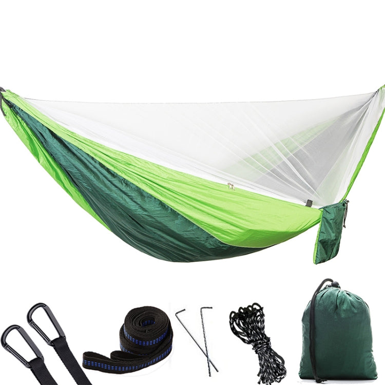 Frendorf | Tragbare Outdoor Fallschirm-Hängematte mit Moskitonetzen (Grün)