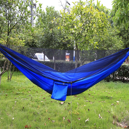 Frendorf | Tragbare Outdoor Fallschirm-Hängematte mit Moskitonetzen (Blau)