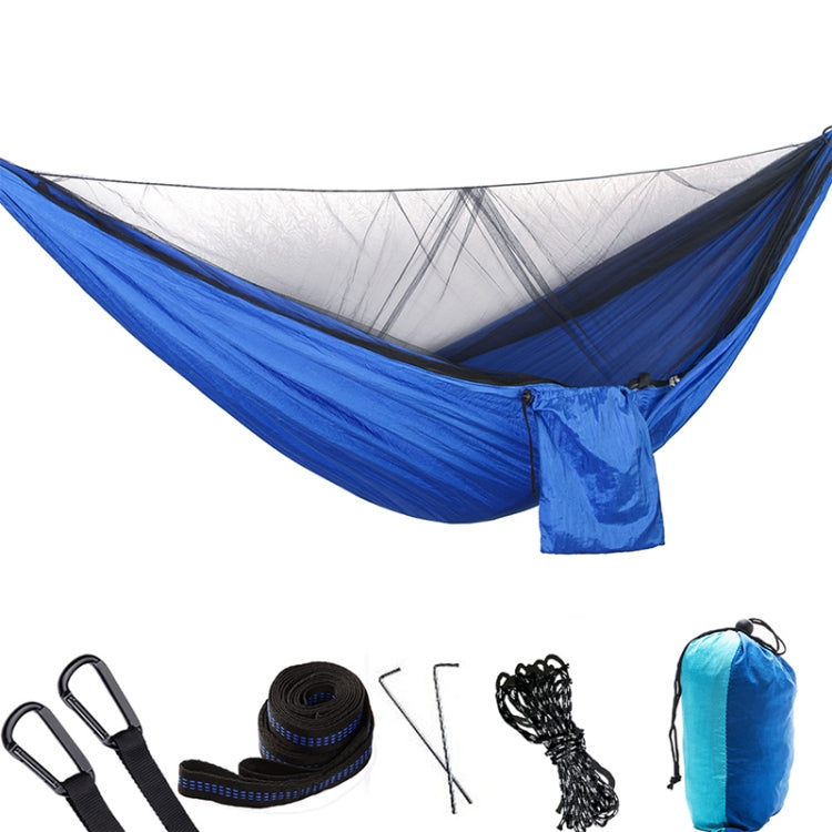 Frendorf | Tragbare Outdoor Fallschirm-Hängematte mit Moskitonetzen (Blau)