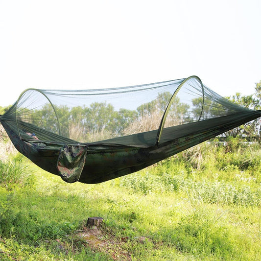 Frendorf | Tragbare Outdoor Camping Vollautomatische Nylon Fallschirm-Hängematte mit Mückennetzen, Größe: 290 x 140cm (Tarnung)