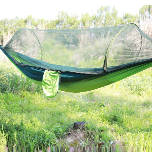 Frendorf | Tragbare Outdoor Camping Vollautomatische Nylon Fallschirm Hängematte mit Mückennetzen, Größe: 290 x 140cm (Grün)