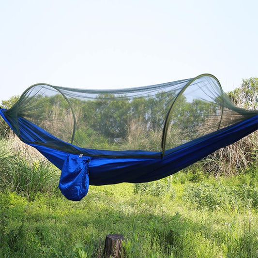 Frendorf | Tragbare Outdoor-Camping Vollautomatische Nylon-Paragleiter-Hängematte mit Moskito-Netzen, Größe: 290 x 140cm (Blau)