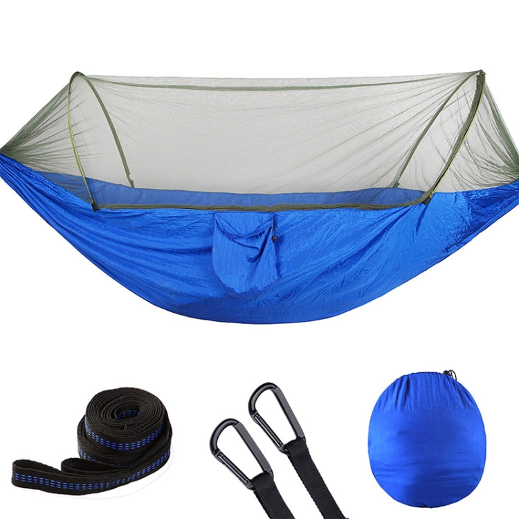 Frendorf | Tragbare Outdoor-Camping Vollautomatische Nylon-Paragleiter-Hängematte mit Moskito-Netzen, Größe: 290 x 140cm (Blau)