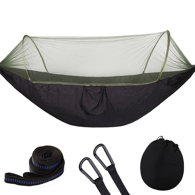 Frendorf | Tragbare Outdoor Camping Vollautomatische Nylon Fallschirm-Hängematte mit Moskitonetzen, Größe: 250 x 120 cm (Schwarz)