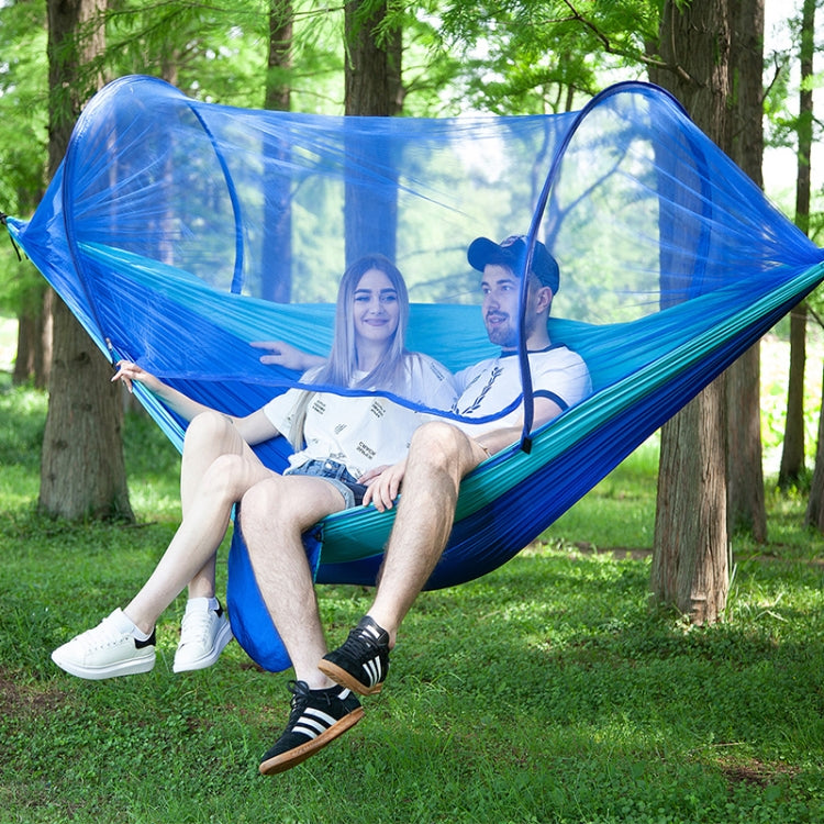 Frendorf | Tragbare Outdoor Camping Vollautomatische Nylon Fallschirm-Hängematte mit Moskito-Netzen, Größe: 250 x 120cm (Silbergrau + Orange)