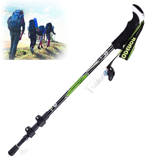 Frendorf | KODENOR Outdoor Bergsteigen Tragbare Faltbare Kohlefaser Gerader Griff Alpenstöcke Trekkingstöcke, Länge: 63-135CM (Schwarz+grün)