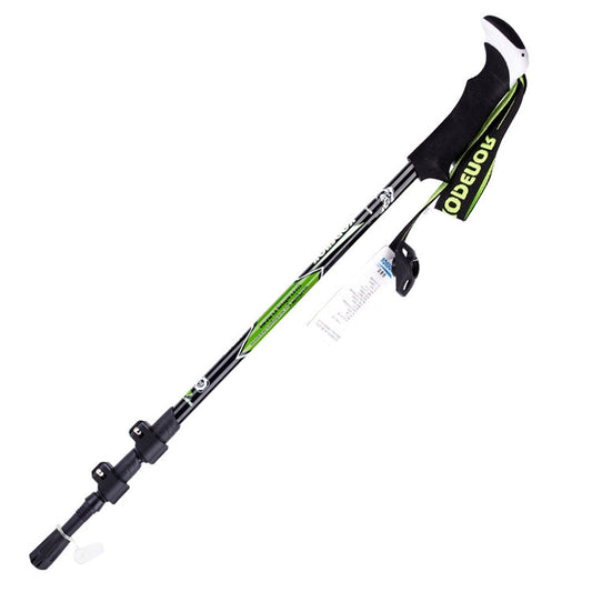 Frendorf | KODENOR Outdoor Bergsteigen Tragbare Faltbare Kohlefaser Gerader Griff Alpenstöcke Trekkingstöcke, Länge: 63-135CM (Schwarz+grün)