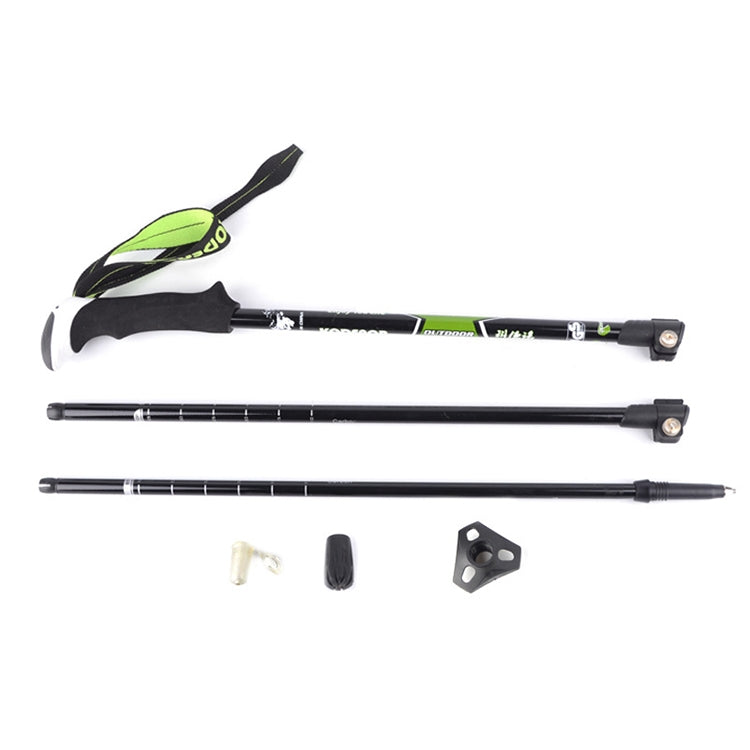 Frendorf | KODENOR Outdoor Bergsteigen Tragbare Faltbare Kohlefaser Gerader Griff Alpenstöcke Trekkingstöcke, Länge: 63-135CM (Schwarz+grün)